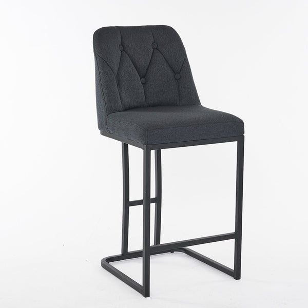 English Elm Set Of 2 Modern Upholstered Bar Stools With Button-Tufted High Back For Kitchen Or Dining Room Comfort W1901P225272-GIGA