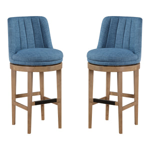 OSP Home Furnishings Rowan - Set of 2 Swivel Barstool Navy/Medium Oak