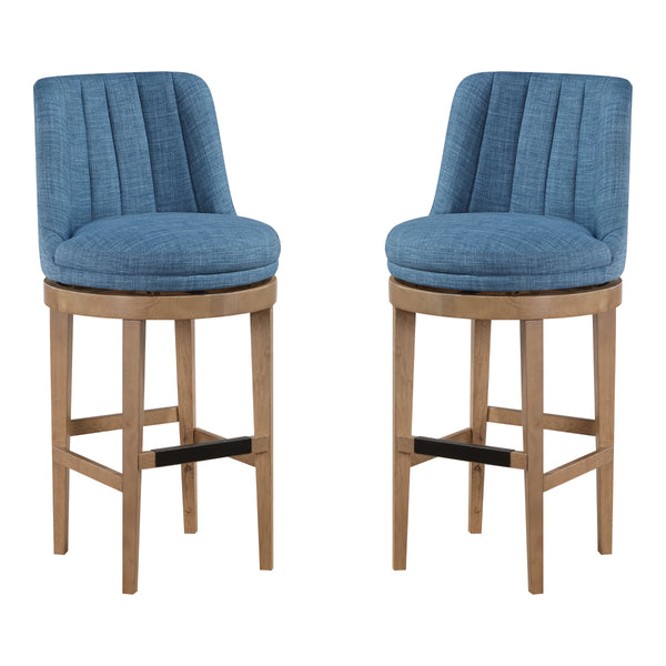 OSP Home Furnishings Rowan - Set of 2 Swivel Barstool Navy/Medium Oak