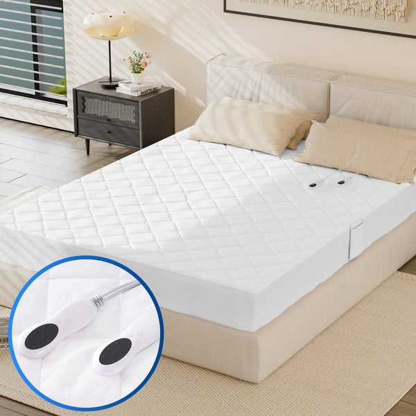 English Elm Electric Heated Mattress Pad For California King Bed - Dual Controllers, 10 Heat Settings & Auto-Off Timer T3950P386453