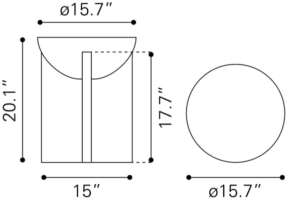 Tume Side Table Black 110239 Zuo Modern