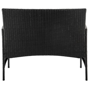 English Elm Imperia 3-Piece Conversation Set with Removable Washable Cushions, Tempered Glass End Table, Weatherproof Rattan Frame Black+Cream B365P398243