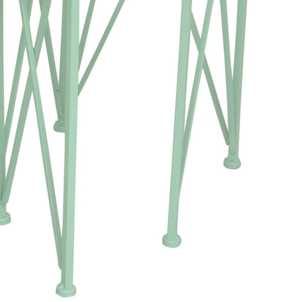 English Elm Mito Three Piece Nesting Plant Stand Set with X Cross Metal Base and Wood Tops Brown+Green B056P416914