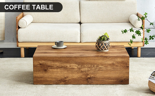English Elm 39.3*23.6*12 Walnut Grain Mdf Low Profile Coffee Table for Modern Living Rooms Wood W1151P433605