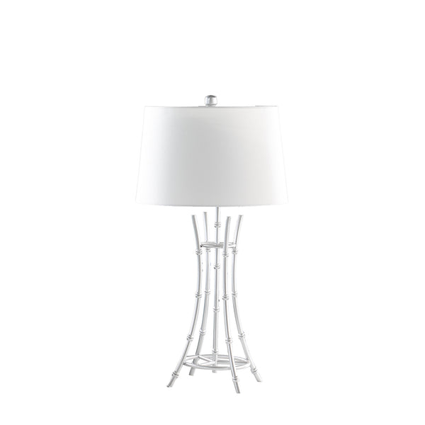 English Elm 29.25" Kiara Modern Satin Brushed Gold Bamboo Table Lamp with Off-White Linen Shade, Elegant Accent Silver+White B072P222429