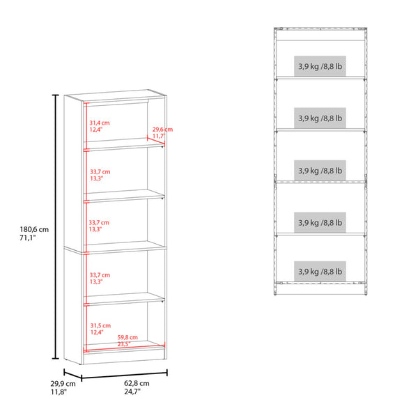 English Elm Verdi Bookcase Xs - Stylish 4-Shelf Storage Solution In Macadamia/White For Small Spaces B092P315585-GIGA
