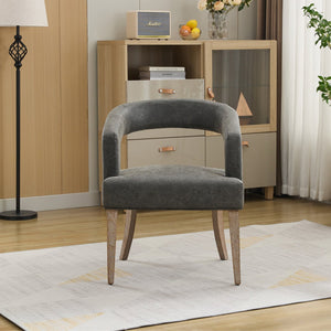 English Elm 25.79" Wide Modern Barrel Accent Chair - Gray Pu Upholstered With Weathered Wood Legs For Any Space W3118P254207