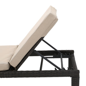 English Elm Christopher Knight Home® - PUERTA Chaise Lounge with Water-Repellent Beige Cushion, Dark Brown PE Rattan Frame, All-Season Comfort N775P247421B