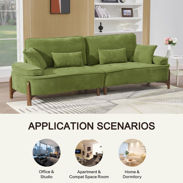 English Elm 103 Luxurious Cloud Velvet Sofa with High-Elastic Sponge Cushion, Deep-Seated Comfort for Living Spaces Green W2290S00009