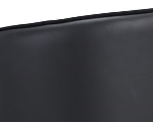 Sunpan Asher Dining Armchair - Modern Barrel Back Design with Black Steel Legs and Elegant Gold Foot Caps Abbington Black / Napa Black