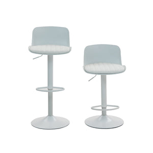 English Elm Bar Stools Set of 2 Adjustable Swivel Pu Leather Kitchen Island Seating with Back White W676P358683