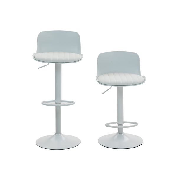 English Elm Bar Stools Set of 2 Adjustable Swivel Pu Leather Kitchen Island Seating with Back White W676P358683