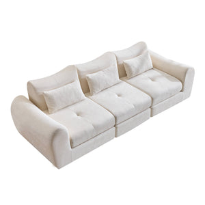 English Elm Modular Cloud Sectional Sofa Bed with Flannelette Upholstery for Flexible Living White W1829S00073