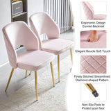 English Elm Pink Velvet Dining Chairs With Metal Legs and Hollow Back Upholstered Dining Chairs Set Of 4