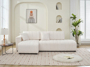 English Elm Scandinavian Channel Tufted L Shaped Sectional Sofa with Plush Foam Cushions B2730S00040