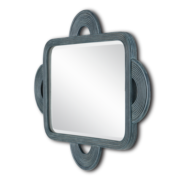 Santos Handmade Vintage Navy Rectangular Mirror with Beveled Edges for Stylish Home Decor