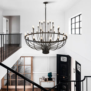 English Elm Industrial Matte Black 33-arm Candelabra Chandelier Large Dining Room Statement Fixture W2991P406724