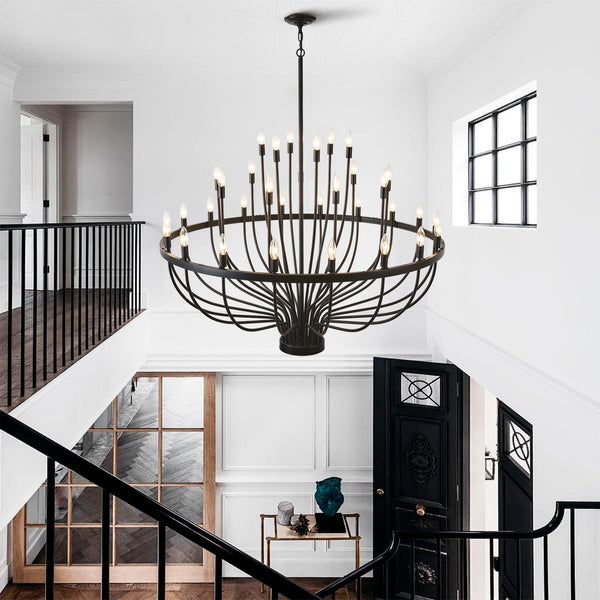 English Elm Industrial Matte Black 33-arm Candelabra Chandelier Large Dining Room Statement Fixture W2991P406724
