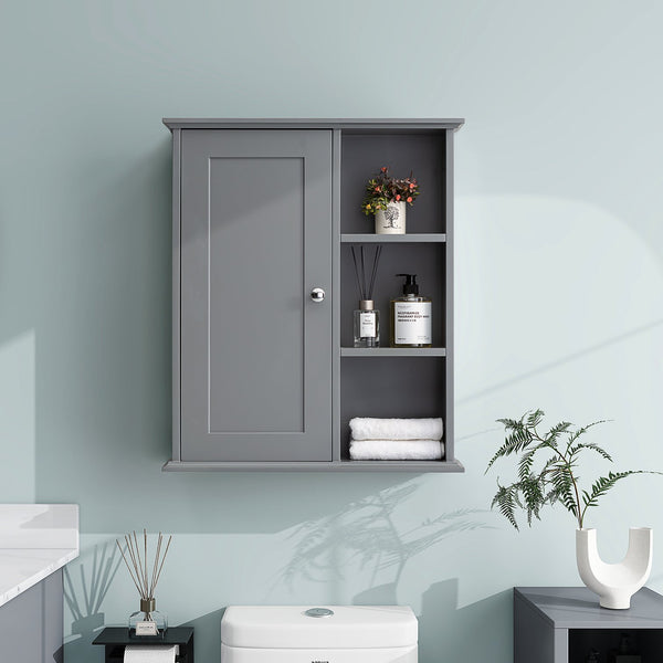 English Elm Upgraded Wall Mounted Bathroom Cabinet Mdf Soft Close Over Toilet Organizer Gray T3785P356595