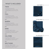 Madison Park Essentials Satin Casual Luxury Sheet Set MPE20-1141 Midnight Blue