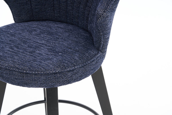 English Elm 008-Wing Upholstered Swivel Counter Stools Set of 2 with Solid Wood Legs, Chenille Comfort & 250lb Capacity Blue W2636P239837