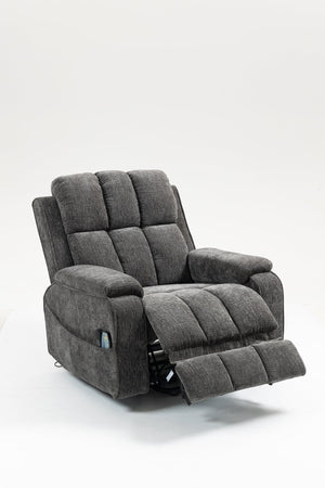 English Elm Oversized Power Lift Recliner with Heat Massage Lay Flat Design and Usb Charging Port Grey W547S00080