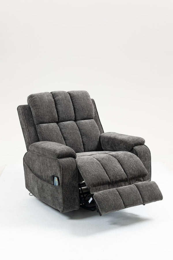English Elm Oversized Power Lift Recliner with Heat Massage Lay Flat Design and Usb Charging Port Grey W547S00080