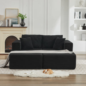 English Elm 106" Plush Corduroy Cloud Sectional Sofa with Right Chaise — Deep Seat, No Assembly, Modern Comfort W1143S00030 W1143S00030