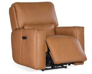 Hooker Furniture Miles Zero Gravity Recliner In Oslo Pebble Leather With Power Headrest, Usb Charging, Sleek Base Brown SS727-PHZ1-084