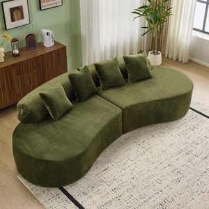 English Elm Modern curved modular sofa with dark plush upholstery, ergonomic design, versatile multi-seat lounge solution for contemporary living rooms Green W3612S00009