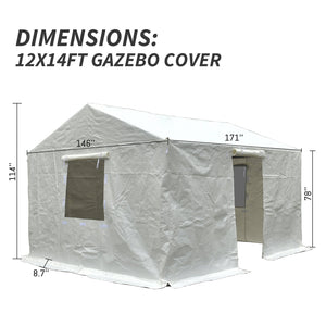 English Elm 12'X14' Gazebo Cover - All-Season Waterproof Hardtop Enclosure With Sidewalls, Mesh Windows & Easy Access W1859P227828