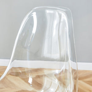 English Elm Table Set: Modern Round Tempered Glass Dining Table With 4 Transparent Chairs & Black Metal Legs W1151S03677-GIGA