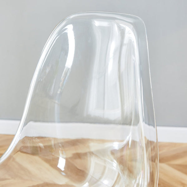 English Elm Table Set: Modern Round Tempered Glass Dining Table With 4 Transparent Chairs & Black Metal Legs W1151S03677-GIGA