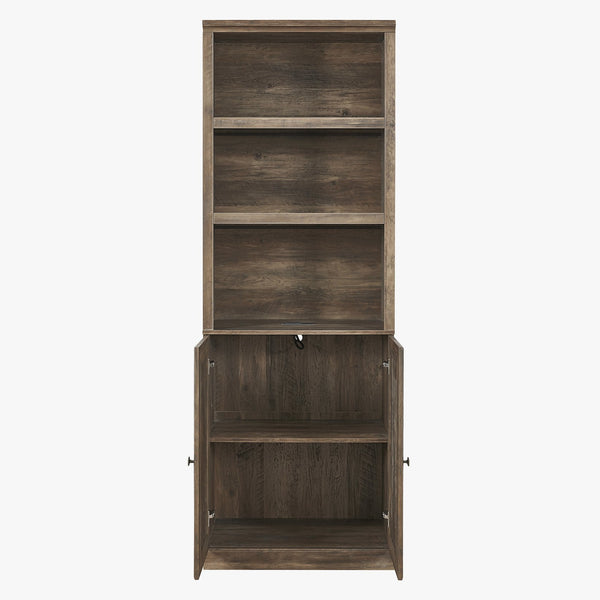 English Elm 1 Doors Bookshelf with USB Port and 3 Open Shelves — Space-Saving Storage Cabinet, Sturdy MDF Design Brown 50.59 L x 21.06 W x 10.63 H WF531476AAD