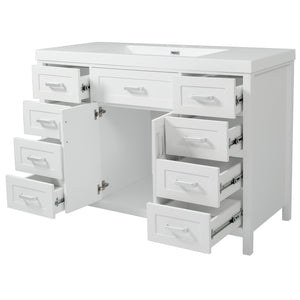 English Elm Christopher Knight Home® - 48" Bathroom Vanity with Sink Combo | 2 Doors 8 Soft-Close Drawers, Resin Top, Pine Legs White N759S337621K