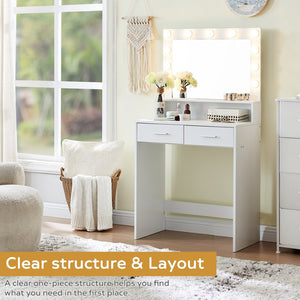 English Elm Vanity Desk With Hollywood Lighting, Ample Storage & Adjustable Brightness For Glamorous Makeovers W2386P239179-GIGA