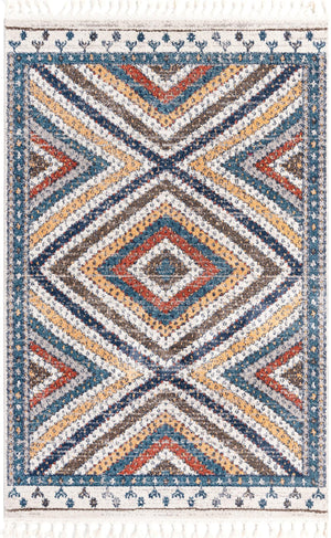 Unique Loom Aramis Rio Machine Made Tribal Rug Blue, Light Blue/Ivory/Light Brown/Terracotta 5' 3" x 8' 0"