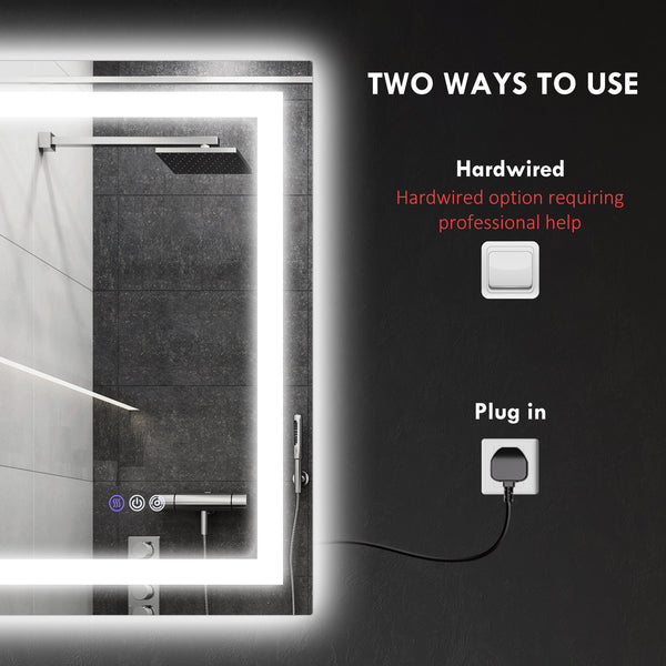 English Elm Homcom Led Bathroom Mirror - Anti-Fog, Dimmable, Dual Lighting, 39" X 32", Smart Memory Features W2225P229190