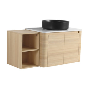 English Elm 42'' Wall-Mounted Bathroom Vanity With Ceramic Sink, Soft-Close Doors & Spacious Storage Solution W999S00474
