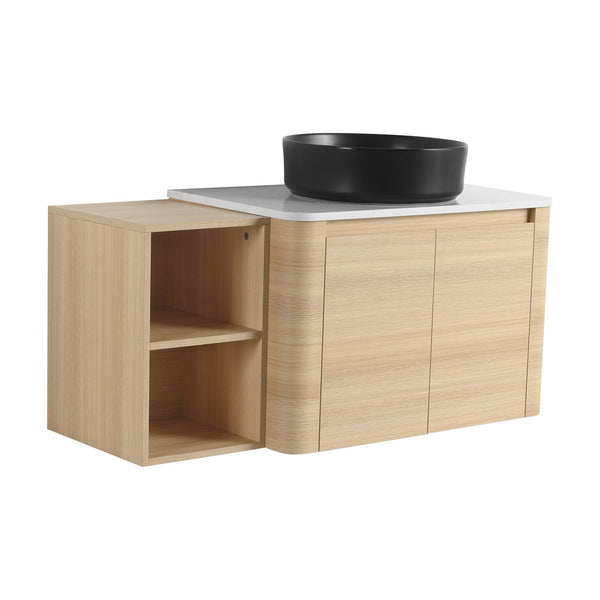 English Elm 42'' Wall-Mounted Bathroom Vanity With Ceramic Sink, Soft-Close Doors & Spacious Storage Solution W999S00474