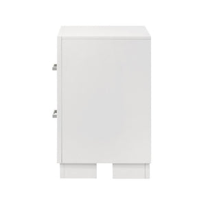 English Elm 2 Drawer MDF Nightstand with Felt-Lined Interiors, Silver Bar Pulls, Rich Wood Finish for Bedrooms Cream White B016P254531