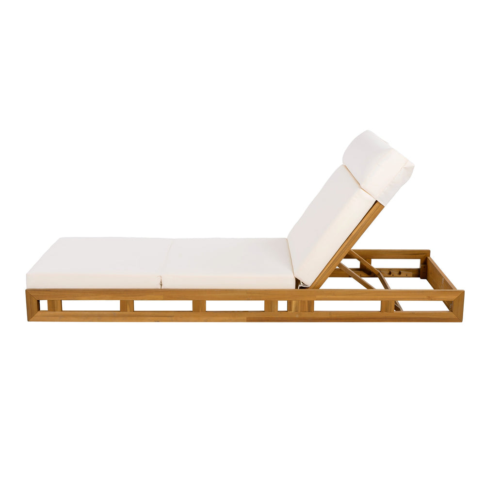 English Elm Christopher Knight Home® - Lounge Chaise Set - Adjustable Acacia Wood With Water-Resistant Cushions For Ultimate Comfort Outdoors N770P272405T_N770P285267C