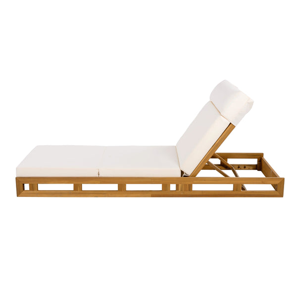 English Elm Christopher Knight Home® - Lounge Chaise Set - Adjustable Acacia Wood With Water-Resistant Cushions For Ultimate Comfort Outdoors N770P272405T_N770P285267C