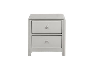 English Elm Contemporary Glam Nightstand Glossy White Lacquer Chrome Legs Dovetail Drawer Bedroom B2741P435314