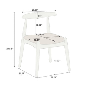 English Elm [video] Rubberwood Dining Chairs Set of 2 Faux Leather Ergonomic Retro Splayed Leg Design Light Grey+Natural N759P386879E