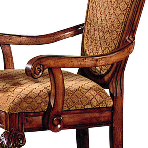 English Elm Beige Armless Upholstery Side Chair Set of 2 with Linen Padded Seat, Nailhead Trim & Dark Oak Legs Cherry B062P189082