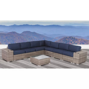 English Elm Stylish Rattan Wicker 10-Piece Outdoor Seating Set With Sunbrella Cushions – Perfect For Entertaining! B120S00021-GIGA