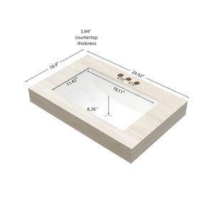 English Elm 30" Muri Sintered Stone Vanity Countertop Roma Travertine Basin Bathroom Unit W2615P435947