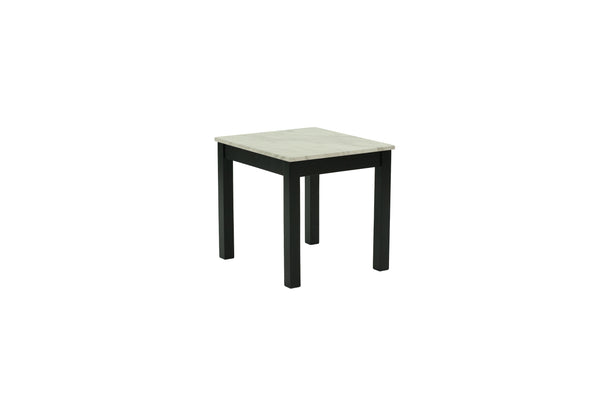 English Elm Majestic White Faux Marble 3pc Coffee & End Table Set with Black Legs, Modern Durable Living Room Design B011P237498