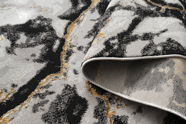 English Elm "Tali" Luxury Area Rug – Modern Grey & Black Abstract Design With Gold Accents For Any Room Decor B030P216142